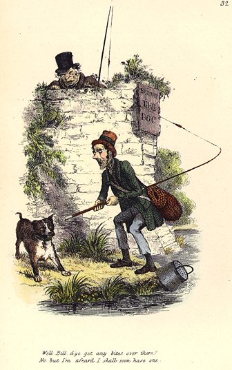 Fishing caricature, Robert Seymour, 1835 / 1878