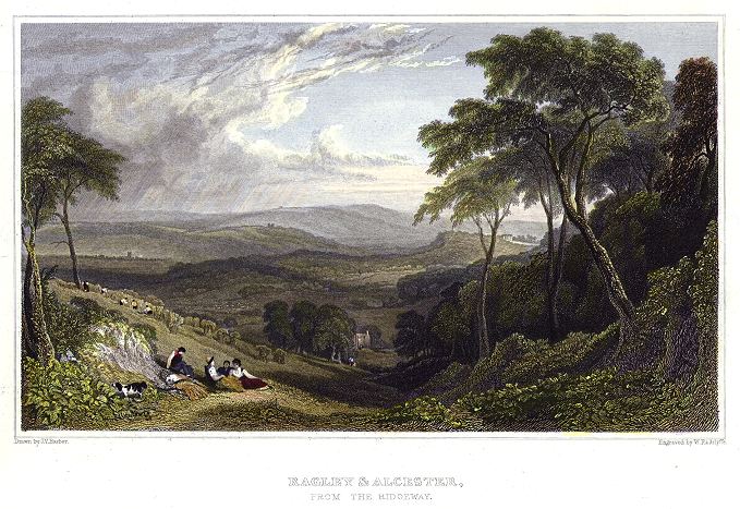 Warwickshire, Ragley & Alcester from the Ridgeway, 1827