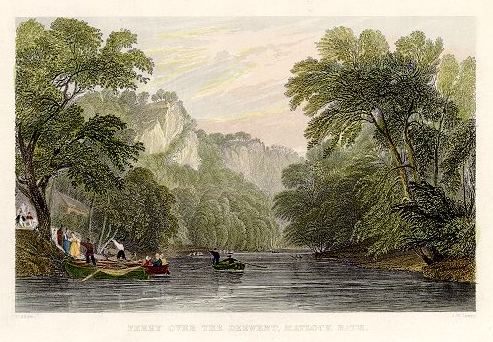 Derbyshire, Matlock Ferry over the Derwent, 1837
