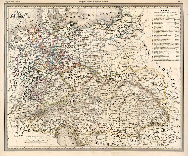 Germany map,  1842