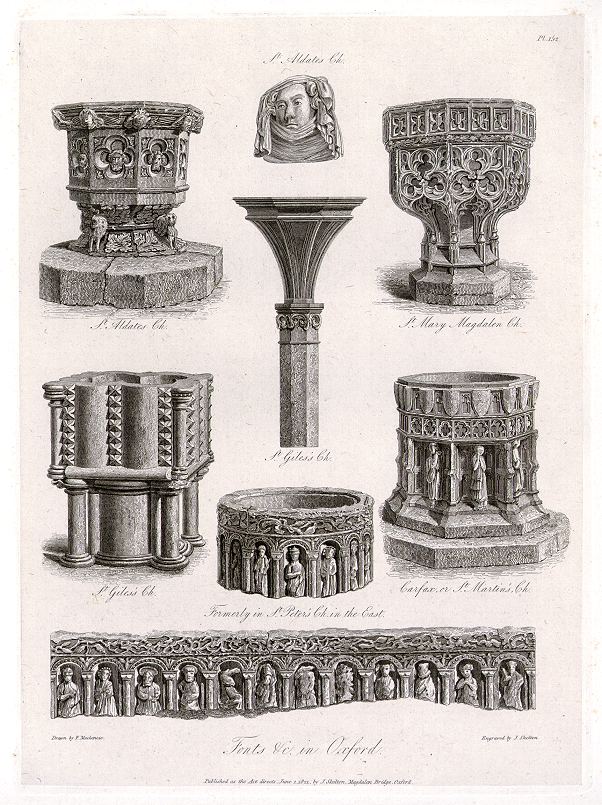 Oxford, Fonts in Churches, 1821