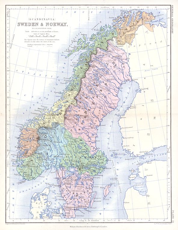 Scandinavia map, 1863