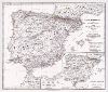 Spain & Portugal, historical map, 711-1028 AD, 1880