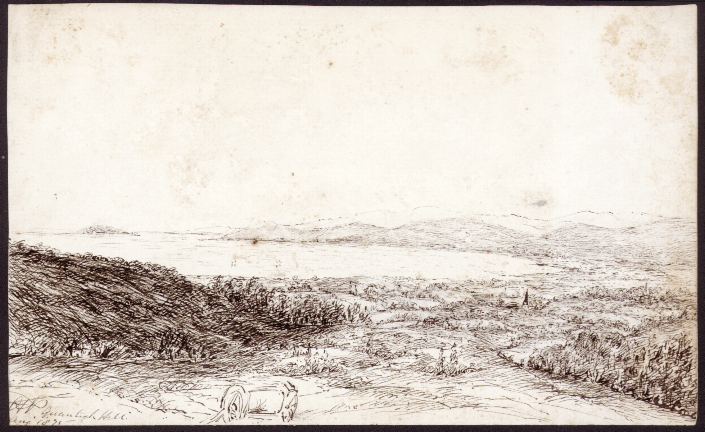 Drawing, Quantock Hill, Somerset?, drawing by Charlotte Paget(?), 1875
