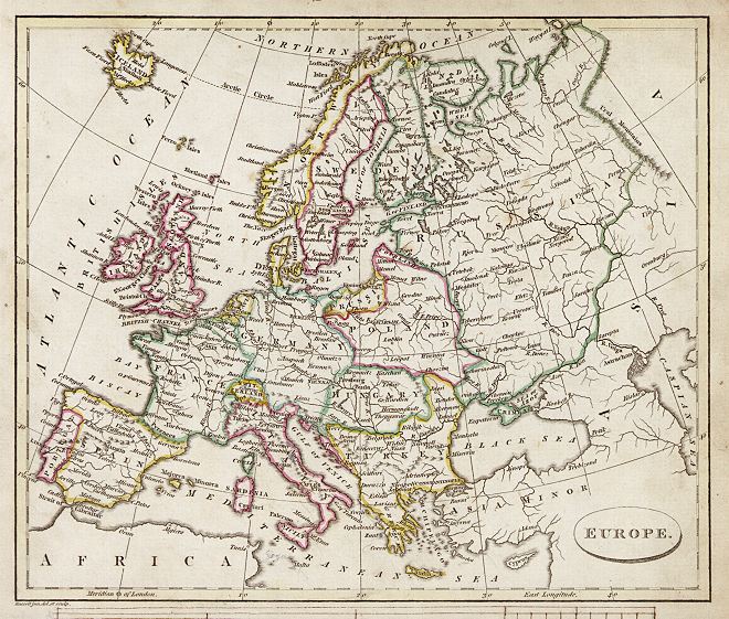 Europe, Ostells New General Atlas, 1813
