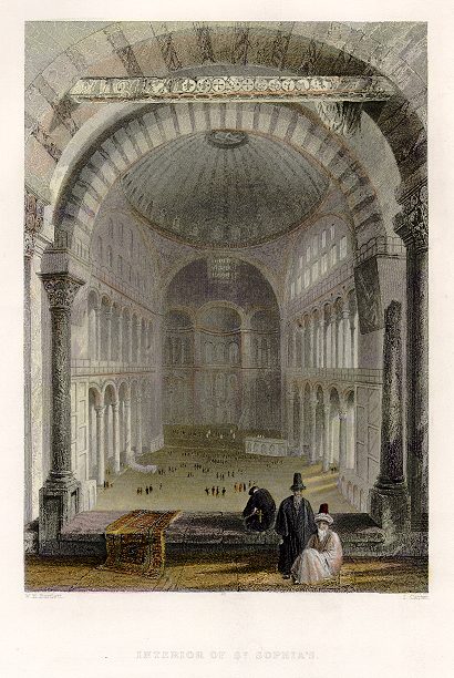 Turkey, Constantinople, St. Sophia interior, 1845