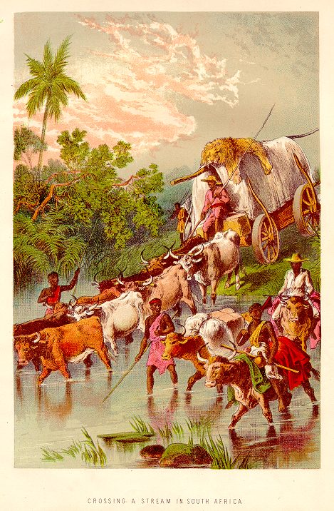Africa, Crossing a stream, Stanley & Africa, 1890