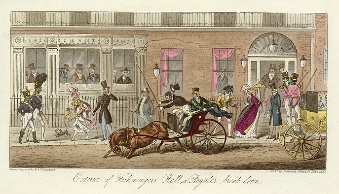 Fishmonger's Hall in London, A Regular Breakdown, Cruickshank, 1825