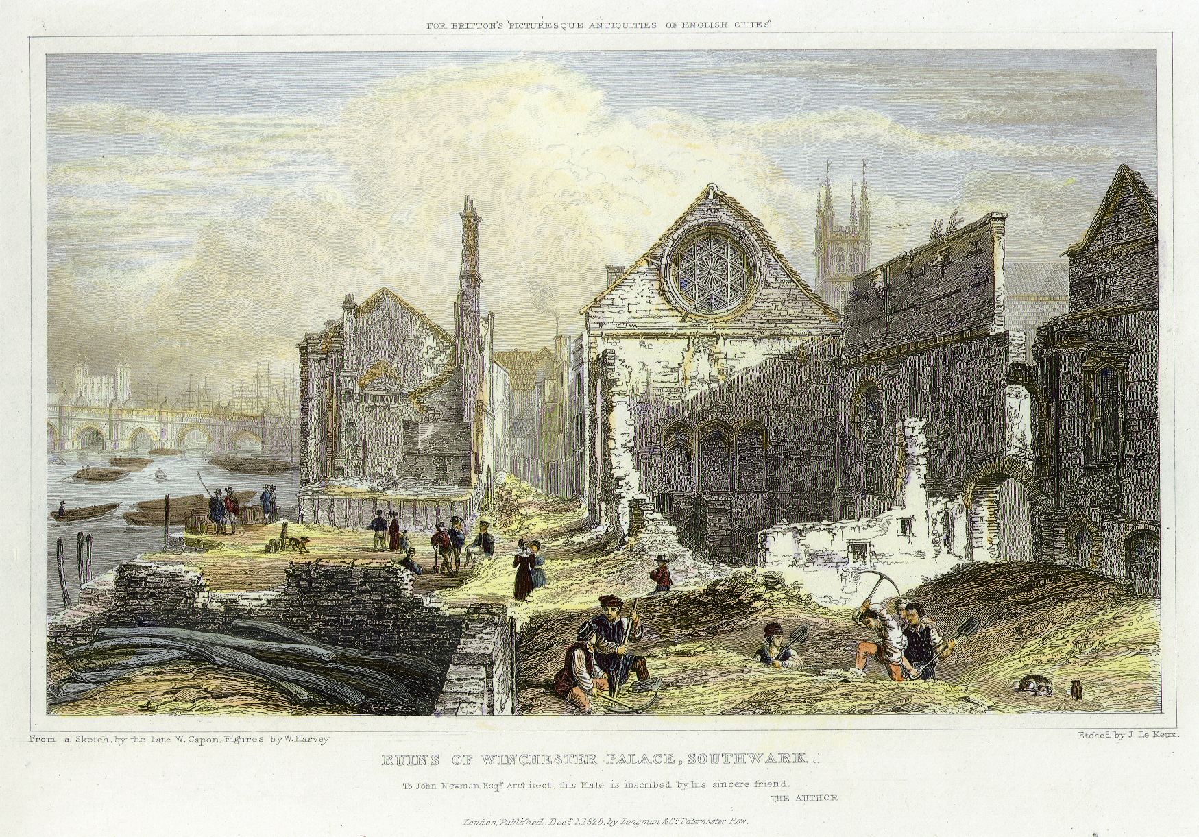 London, Winchester Palace Ruins, Southwark, 1830