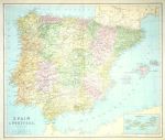 Spain & Portugal, large map, 1867