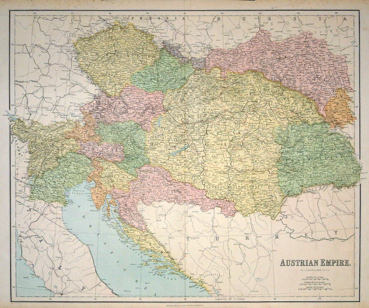 Austrian Empire, large map, 1867