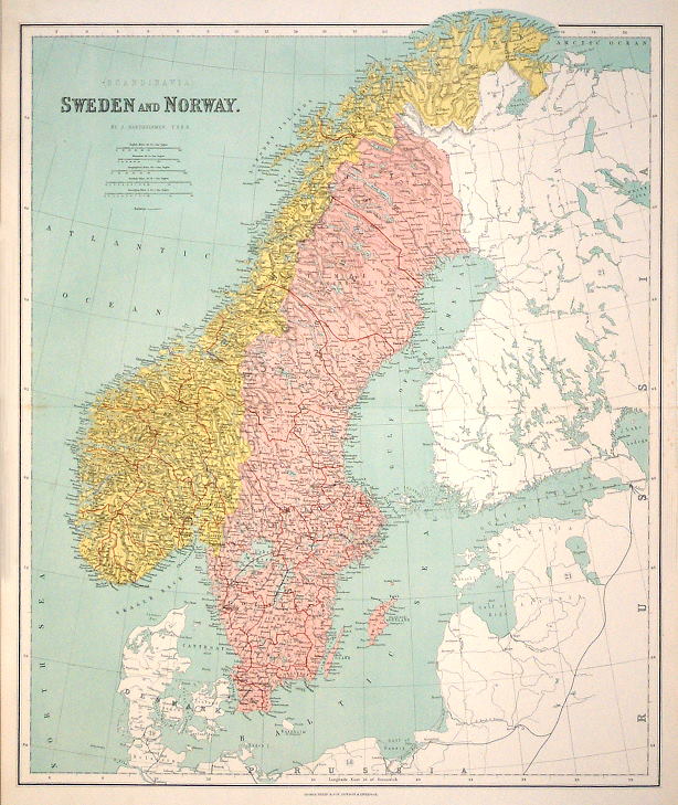 Sweden & Norway, large map, 1867
