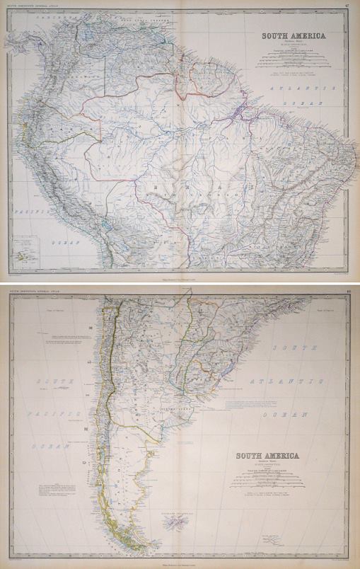 South America on 2 sheets, 1861