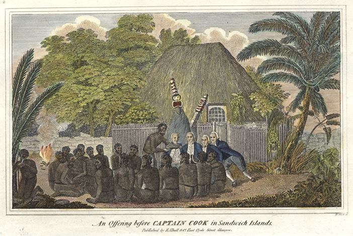 Hawaii, Offering before Captain Cook in the Sandwich Islands, 1825