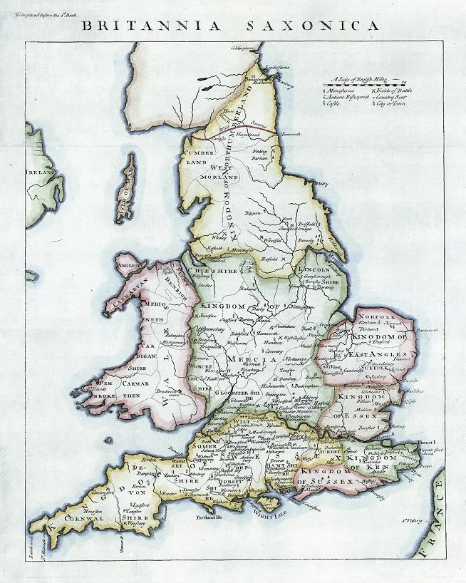 Map of Saxon Britain, 1735