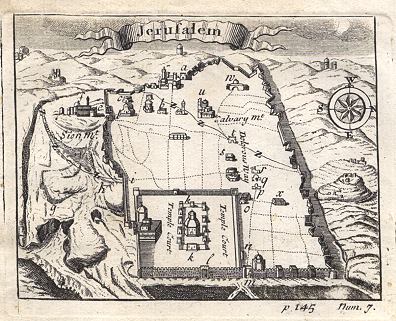 Holy land, Jerusalem plan, about 1700