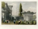 Turkey, Istanbul, Fountain & Market at Tophanne, 1840