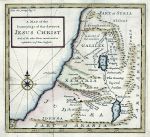 Holy Land, map of the Journeys of Jesus Christ, 1740