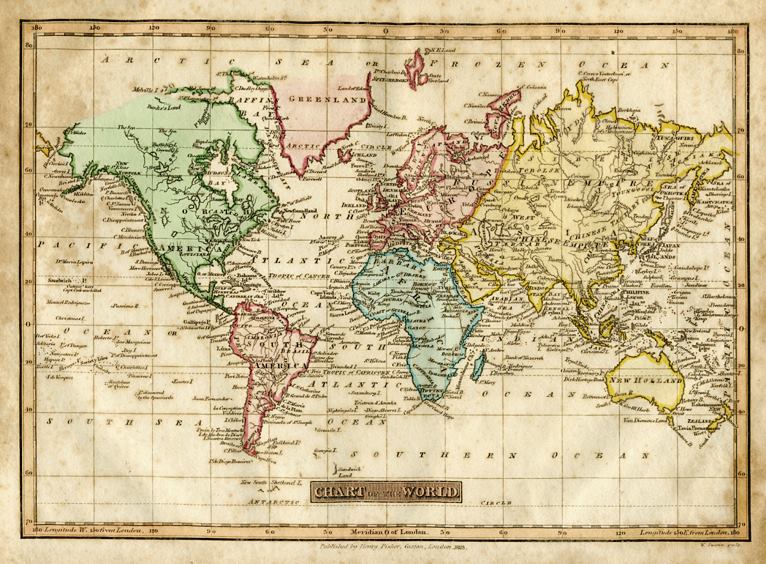 World on mercator's Projection, 1823