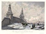 Russia, Moscow, Holy Gate and Wall of the Kremlin, 1836