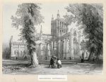 Hereford Cathedral, stone lithograph, 1848