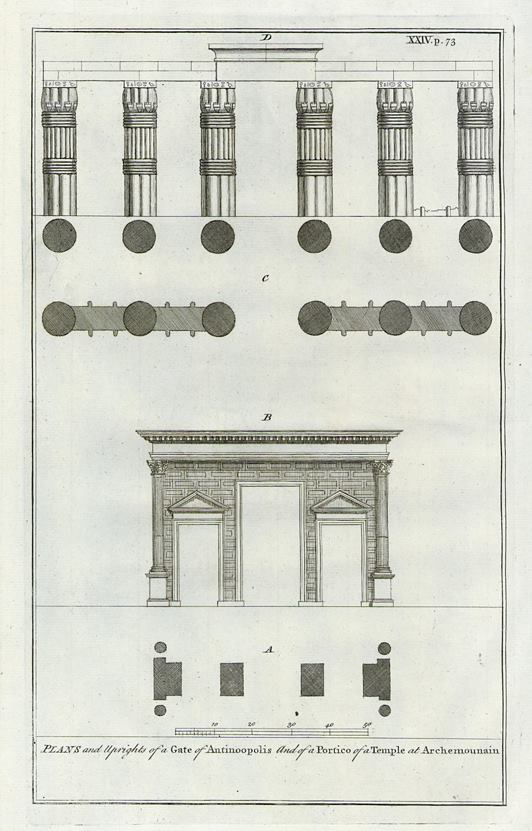 Egyptian architecture, gate & portico, 1740
