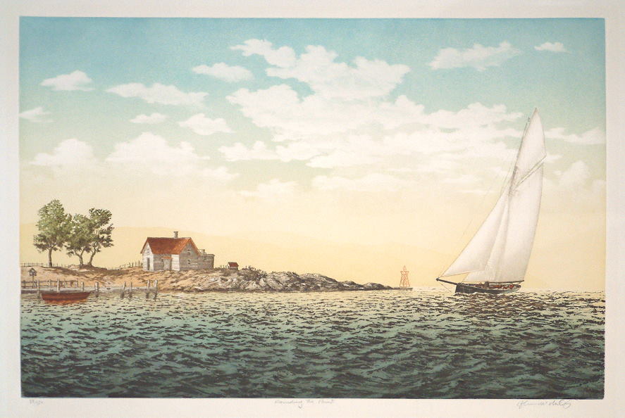 'Rounding the Point', etching by John McNulty, about 1990