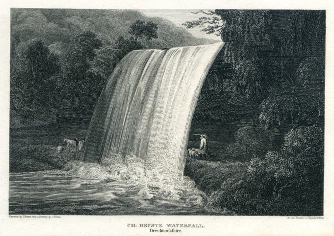 Wales, Cil Hepste Waterfall in Brecknockshire, 1812