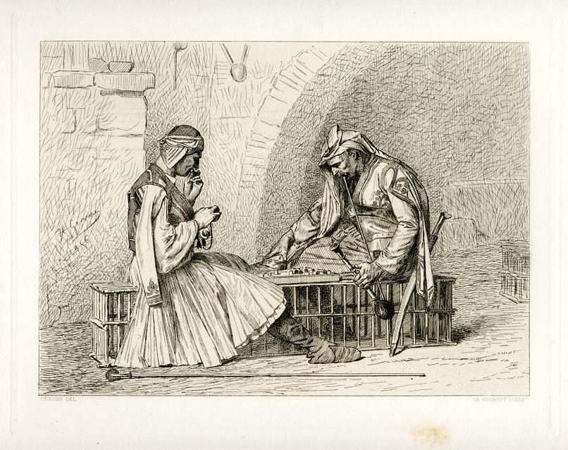 'Albanians Playing Chess', etching after Gerome, 1876