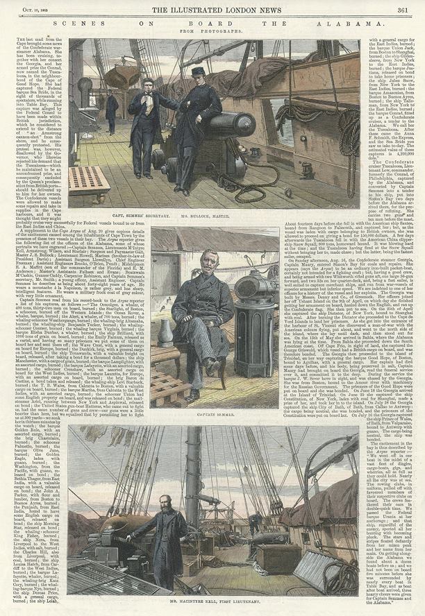USA, Civil War, Scenes on Board 'The Alabama', 1863