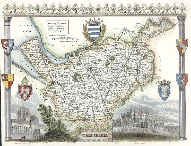 Cheshire, Moule map, 1850
