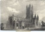 Gloucester Cathedral, stone lithograph, 1845