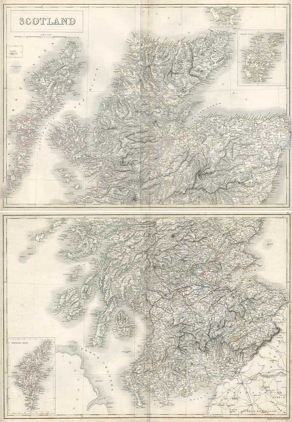 Scotland, large map on 2 sheets, 1846