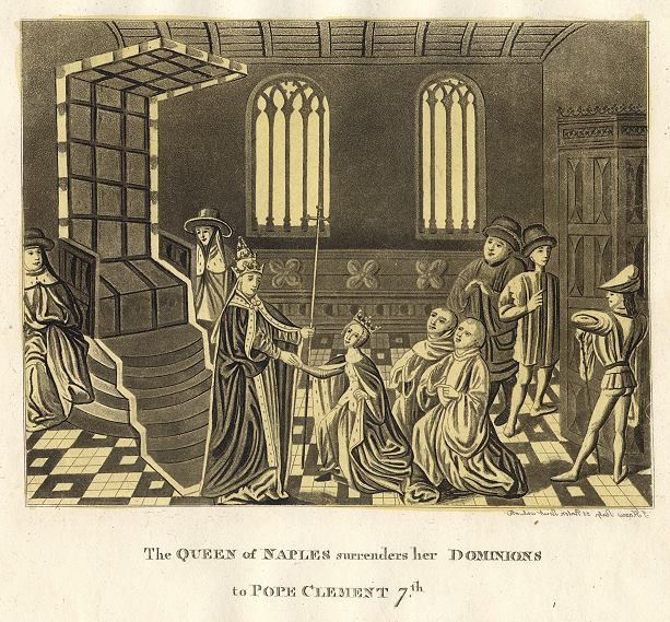 Queen of Naples surrenders her Doninions to Pope Clement 7th, published 1806