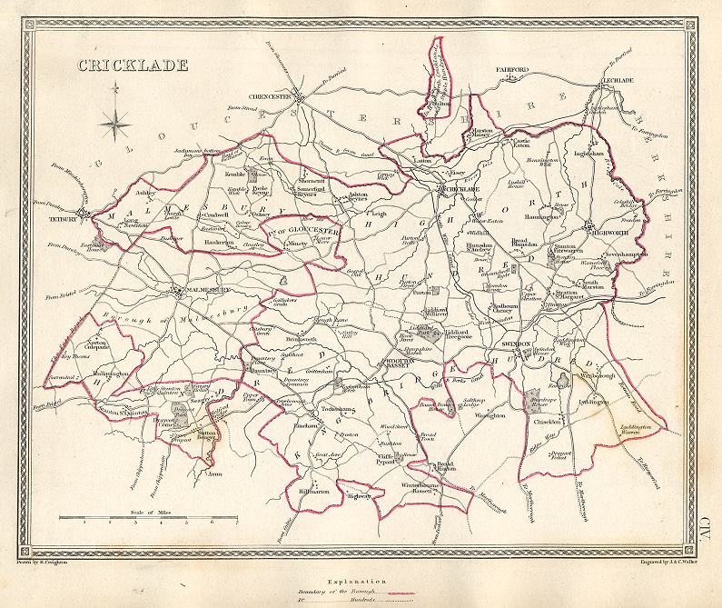 Wiltshire, Cricklade town plan, 1835