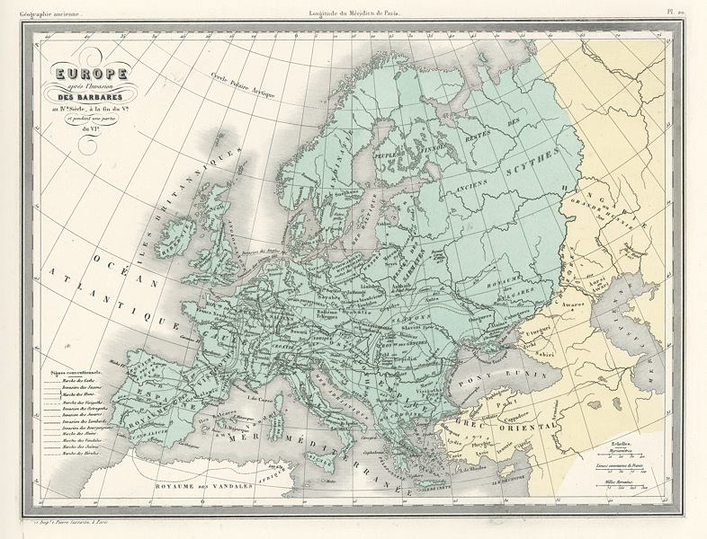 Europe, Barbarian invasions after the collapse of the Roman Empire , 1860