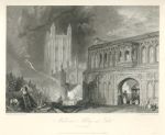Worcestershire, Malvern Abbey & Gate, after Turner, 1838