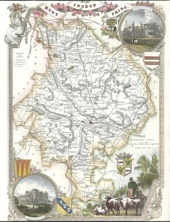 Huntingdonshire, Moule map, 1850