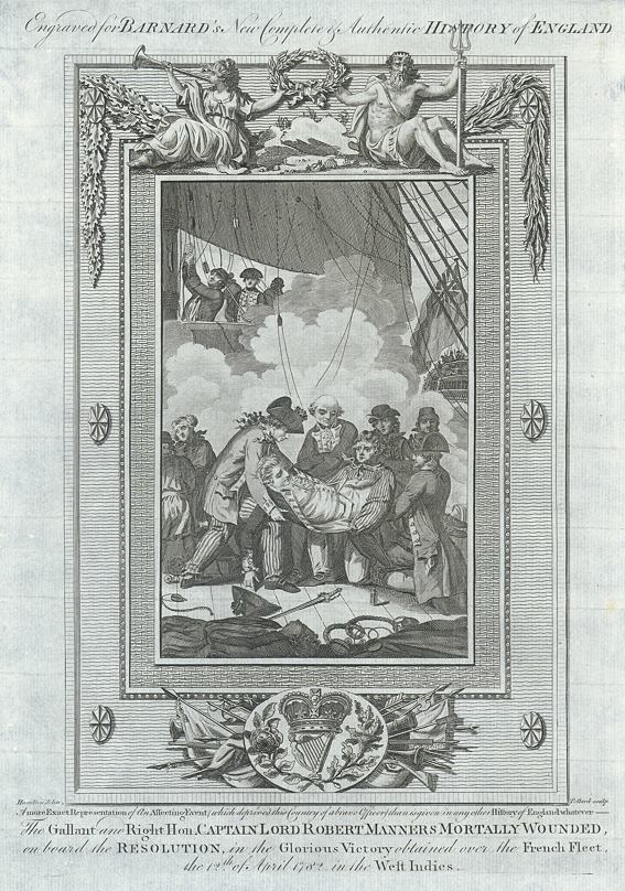 Captain Manners mortally wounded in the West Indies in 1782, published 1783