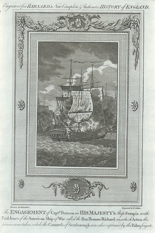 USA, Serapis and the Bon Homme Richard in 1779, published 1783