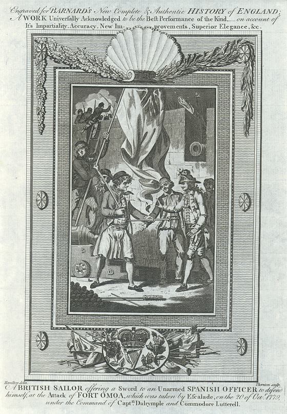 British Naval - Attack on Fort Omoa in Honduras, in 1779, published 1783