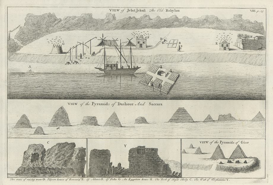 Egypt, Jebel Jehusi, Pyramids of Dashur and Gizeh, 1740