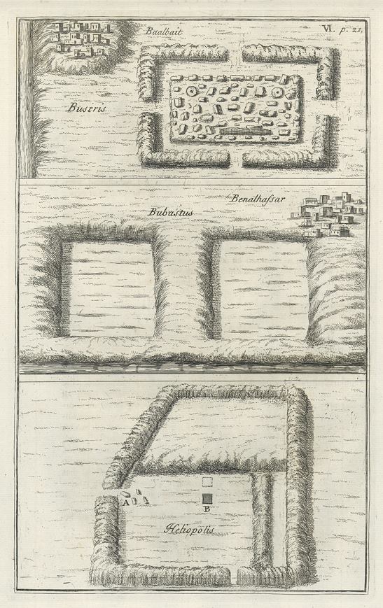 Egypt, Plans of various ruins, 1740