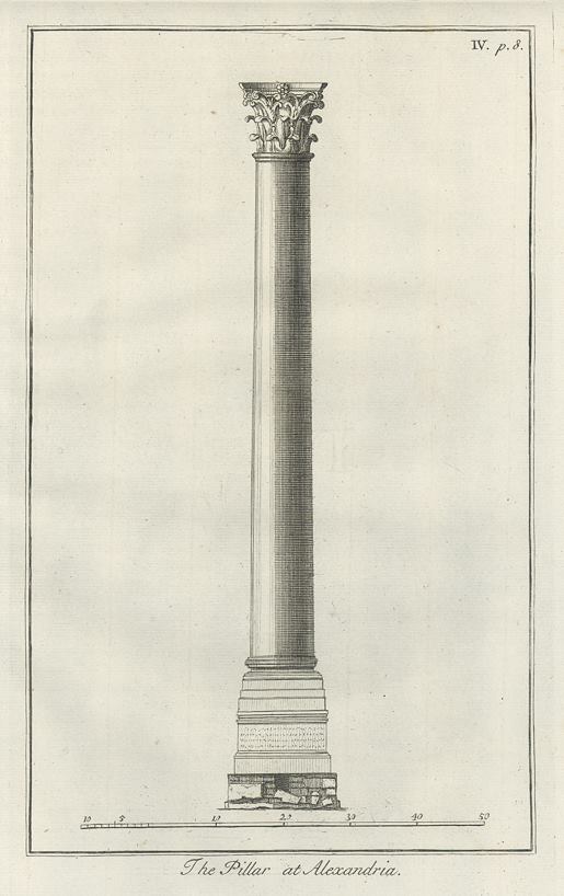 Egypt, Pillar at Alexandria, 1740