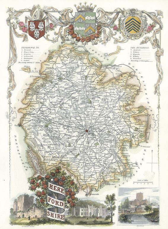 Herefordshire, Moule map, 1850