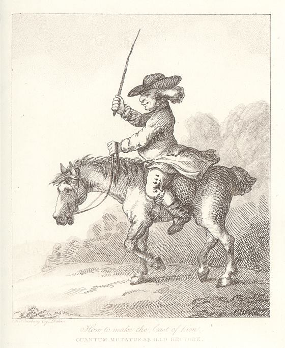 Equestrian caricature - How to make the least of him, by Bunbury, 1808