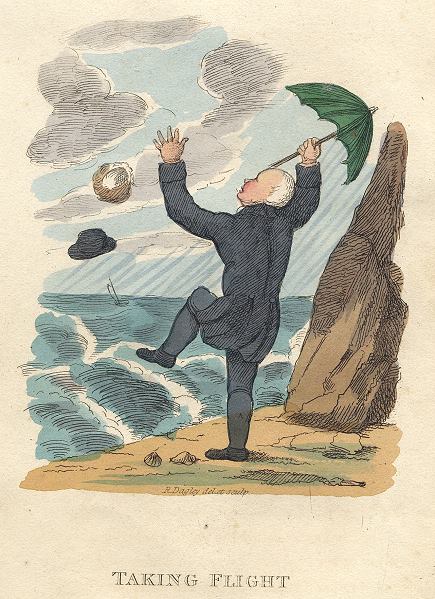 Taking Flight, (bad weather), Richard Dagley caricature, 1821