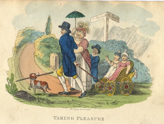 Taking Pleasure, (family outing), Richard Dagley caricature, 1821
