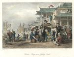 China, Canton barge-men, fighting Quails, 1843