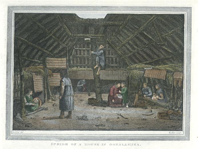 Alaska, interior of a native house, 1828